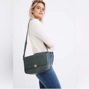 Madewell The Abroad Shoulder Bag: Croc Embossed Leather Edition NWT